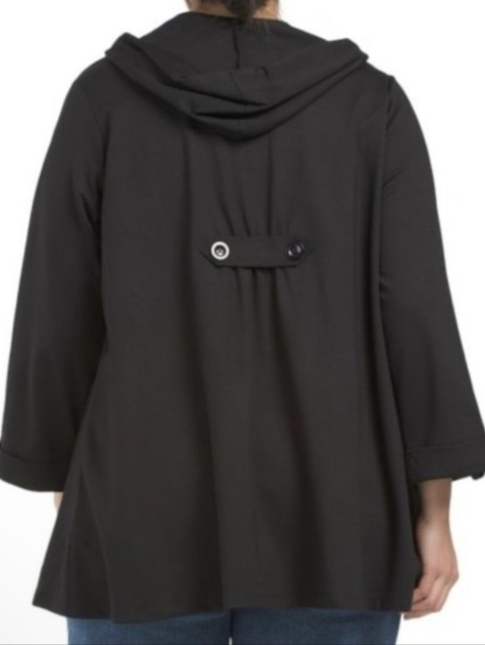 Christian Siriano Women's Black Hooded Button-Front swing Coat sz 3X - Picture 6 of 11